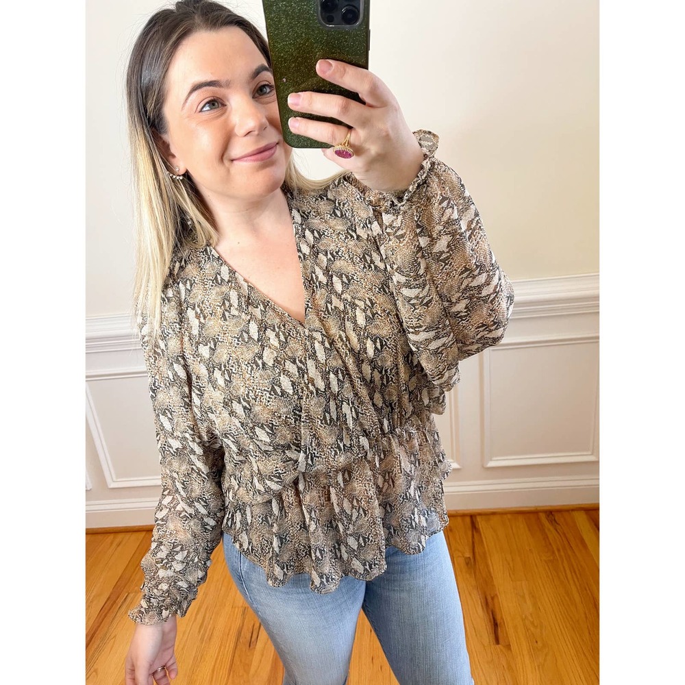 Nwot Generation Love Python Print Flowy Surplice … - image 1